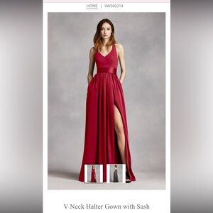 David's Bridal Red Maxi Dress